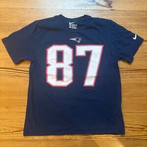 Nike New England Patriot 87 Gronkowski blue short sleeve shirt SIZE L